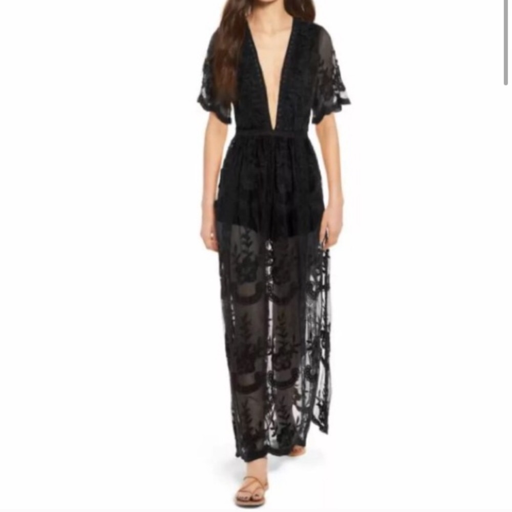 Socialite Nordstrom Lace Overlay Maxi Dress Small